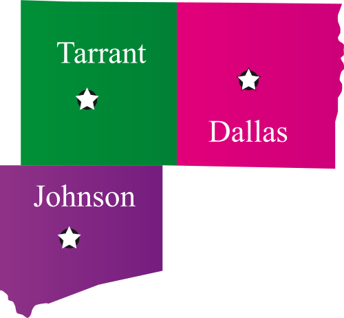 Dallas, Tarrant and Johnson map